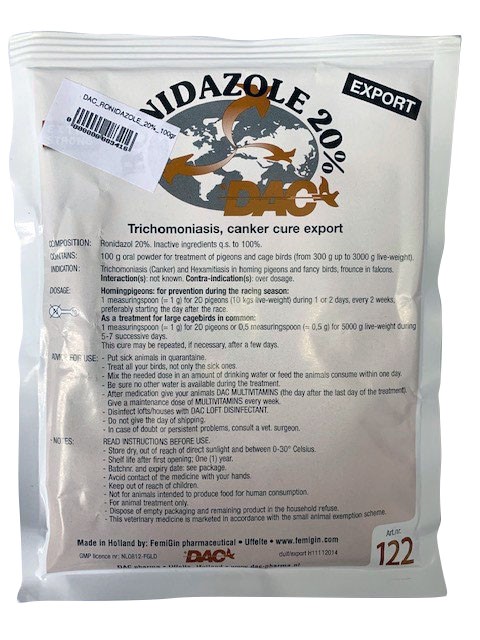 Dac Ronidazole 20% Powder 100g (Canker)