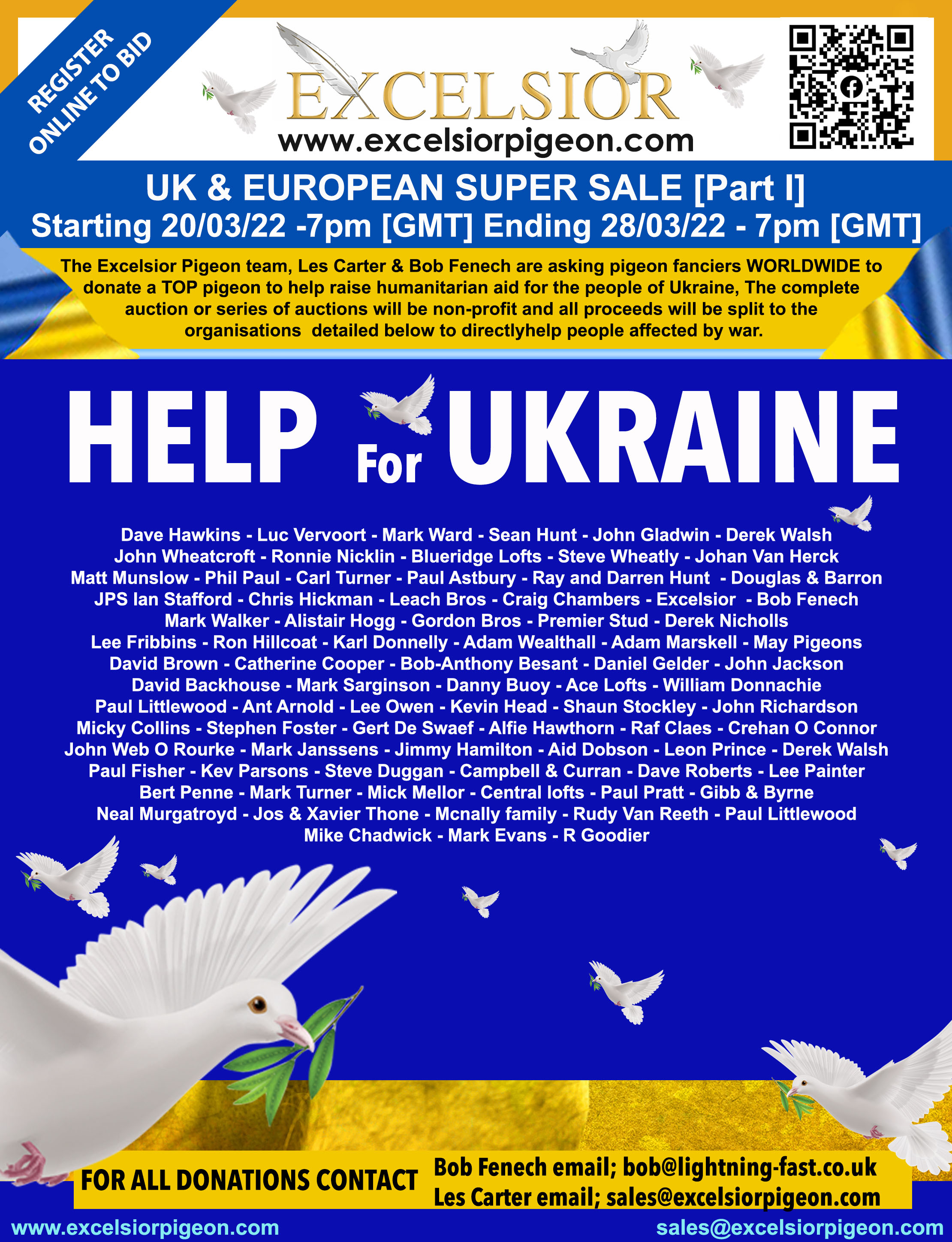 HELP FOR UKRAINE SALES STARTING LIVE ON EXCELSIOR 20/03/22